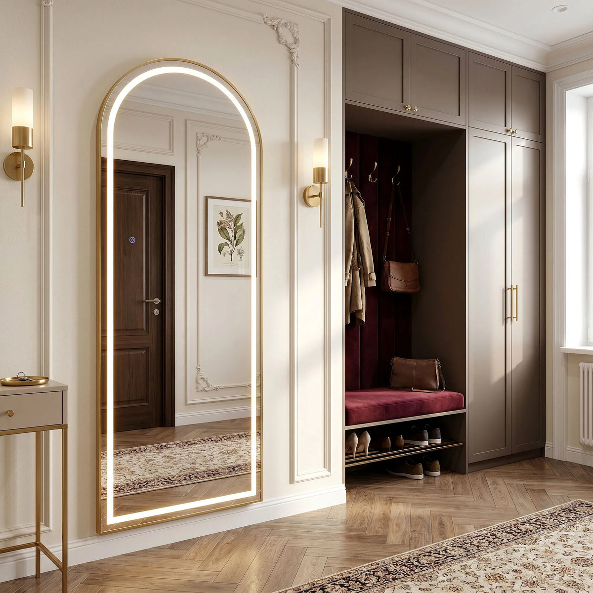 Spiegel LED Orbit 50x160cm Brush Gold 7
