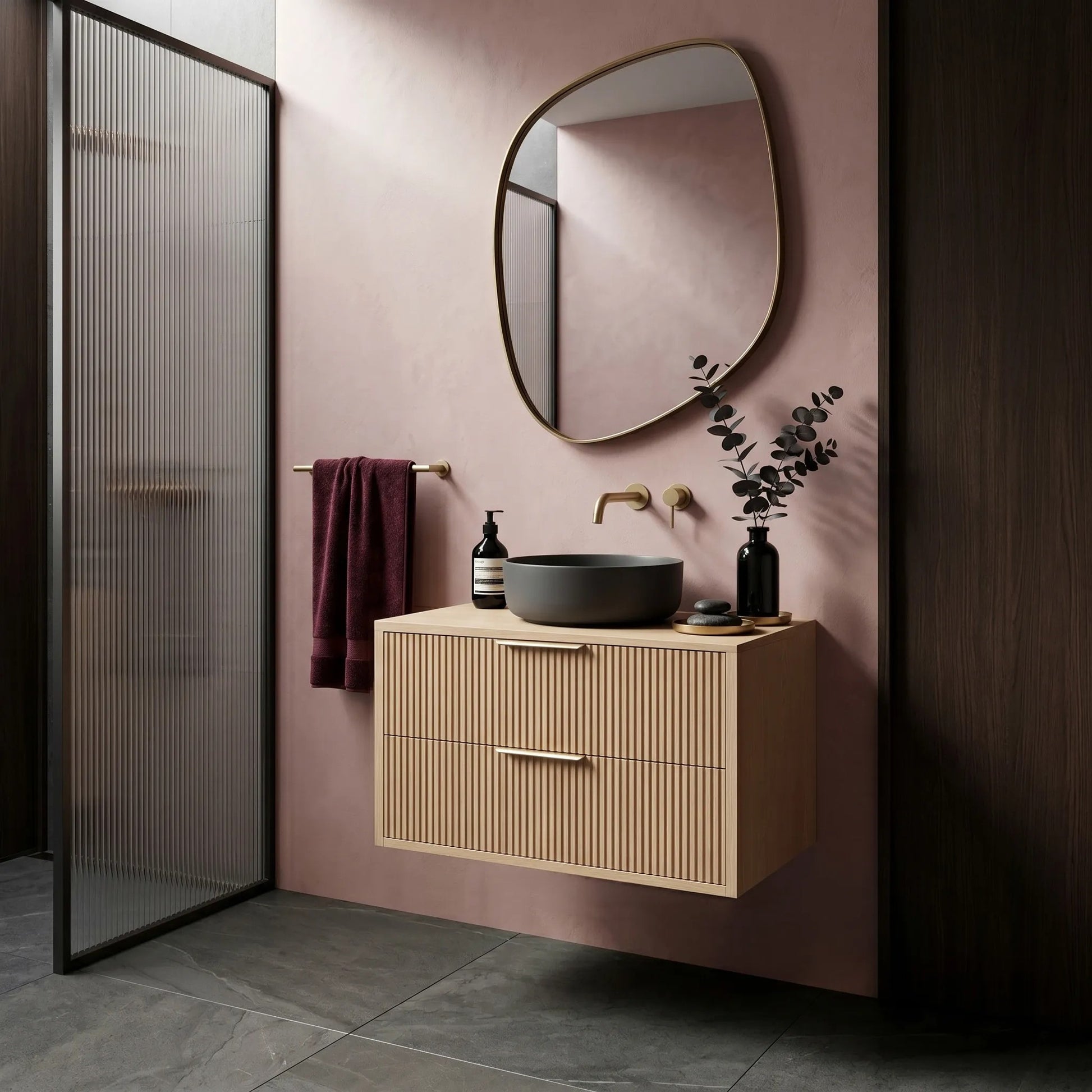 Waschtischunterschrank Rea Mono 80cm Beige  7