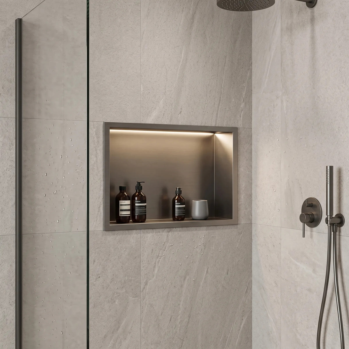 WANDEINBAU-BADEZIMMERREGAL LED 30x45 Titan 7