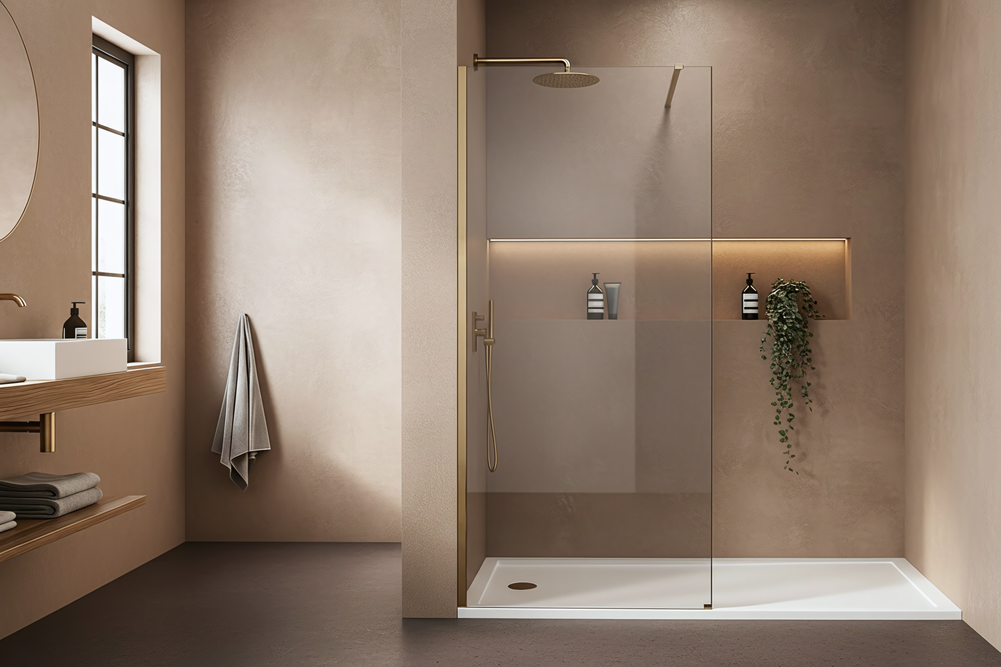 Duschwand Rea Flexi Transparent / Brush Gold 130  6