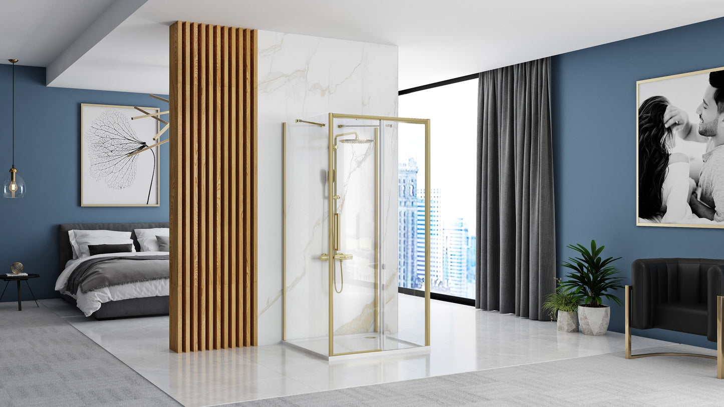 Duschkabine Rea Rapid Slide Brush Gold Wandmontage 150x90 3