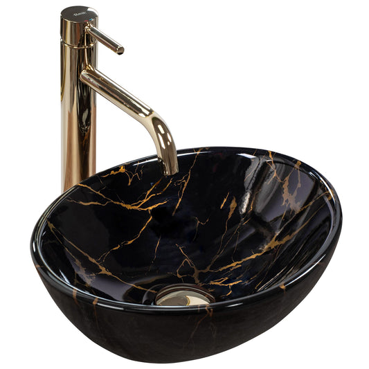 Aufsatzwaschbecken Rea Sofia Mini Black Marble Shiny  1
