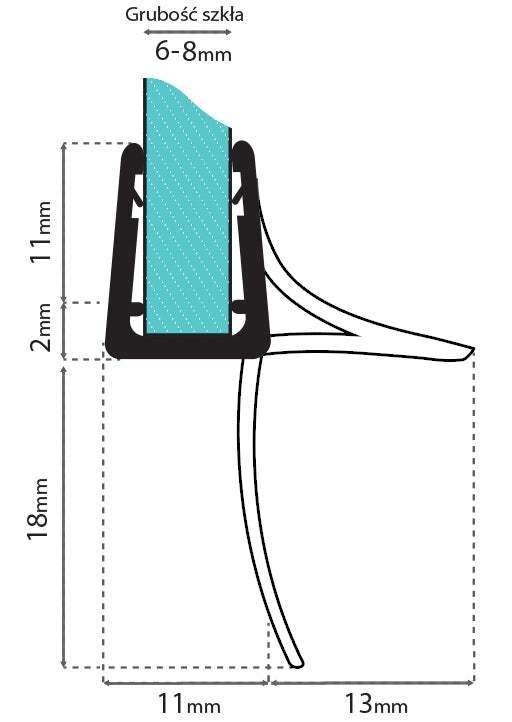 Untere Duschkabine Dichtung 6-8 Mm Rea Black  3