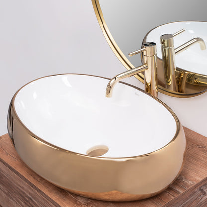 Aufsatzwaschbecken Rea Melania White/Gold 5