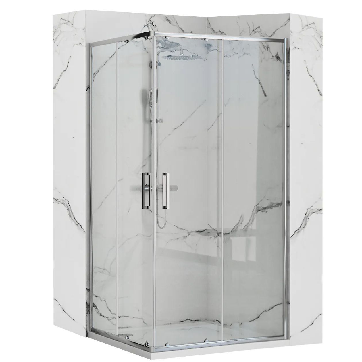Duschkabine Rea Punto 80 x 100 mit Duschwanne Savoy 1