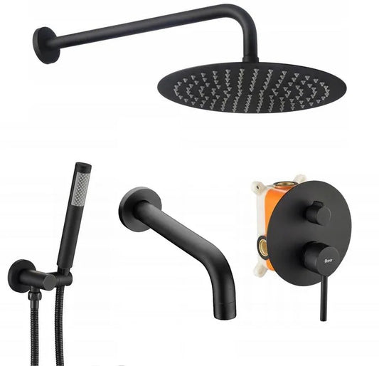 Unterputz Wannen/Dusch-Set Rea Lungo black +BOX  1