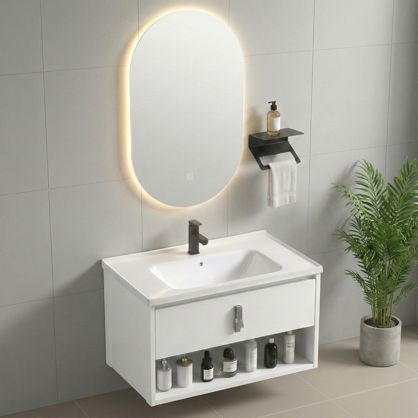 Badezimmermöbel-Set mit Waschbecken Toledo 60cm White  3