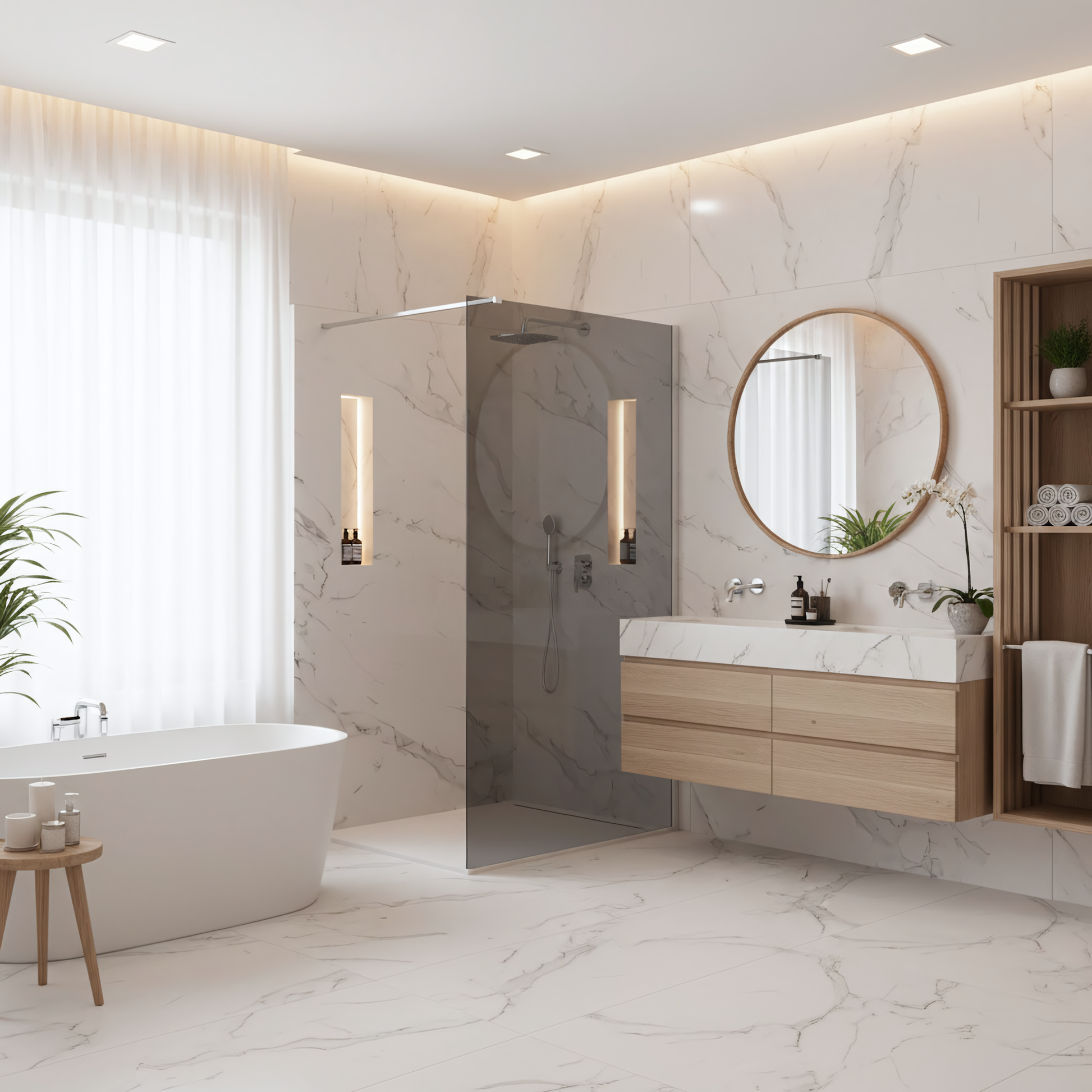 Duschwand Rea Flexi Grey / Chrome 130  3