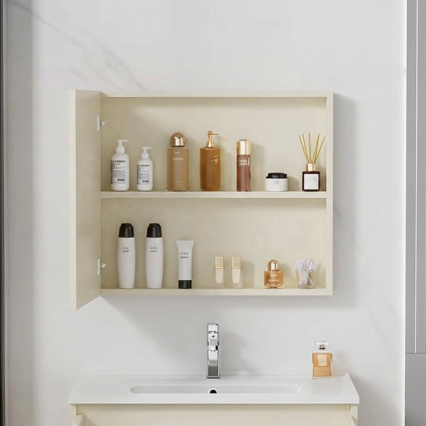 Badezimmermöbel-Set mit Waschbecken Paris 60cm Beige  4