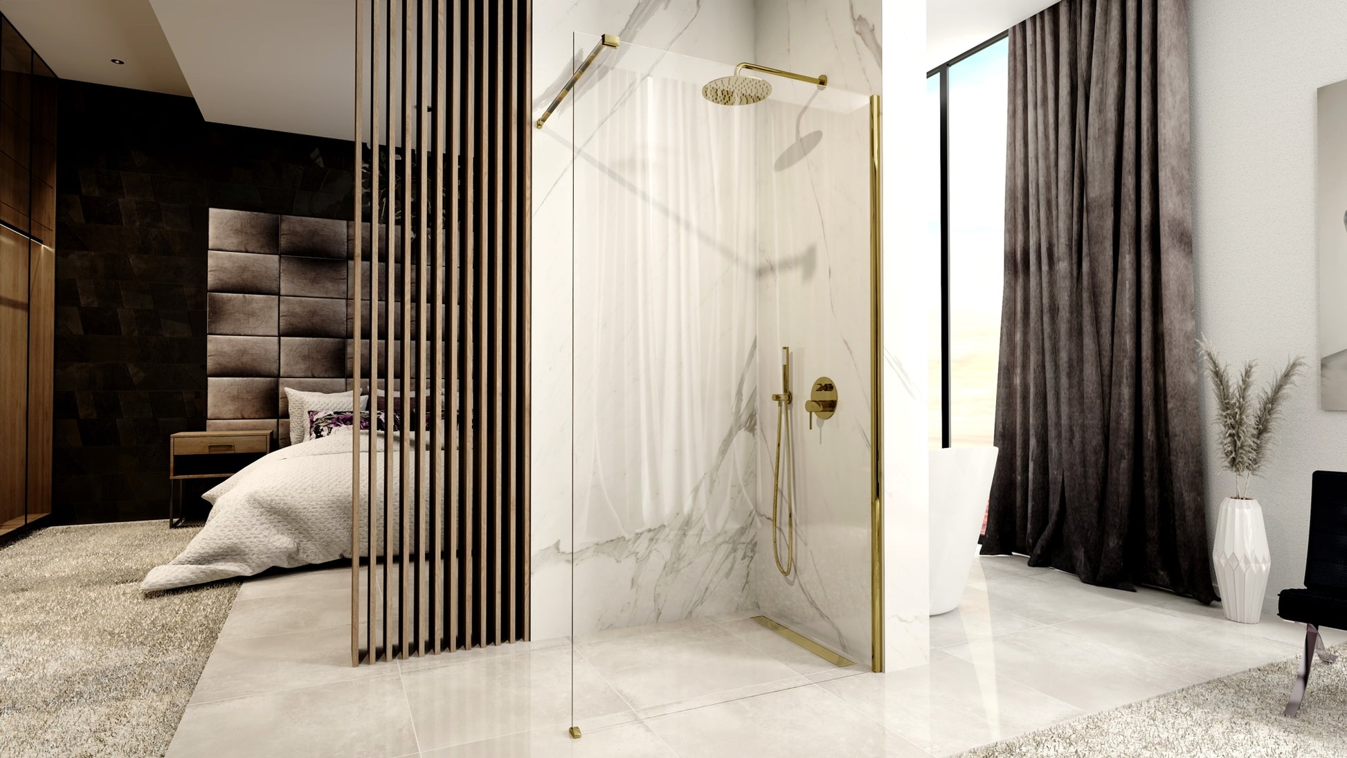 Duschwand Rea Aero Gold 120 Walk In  2