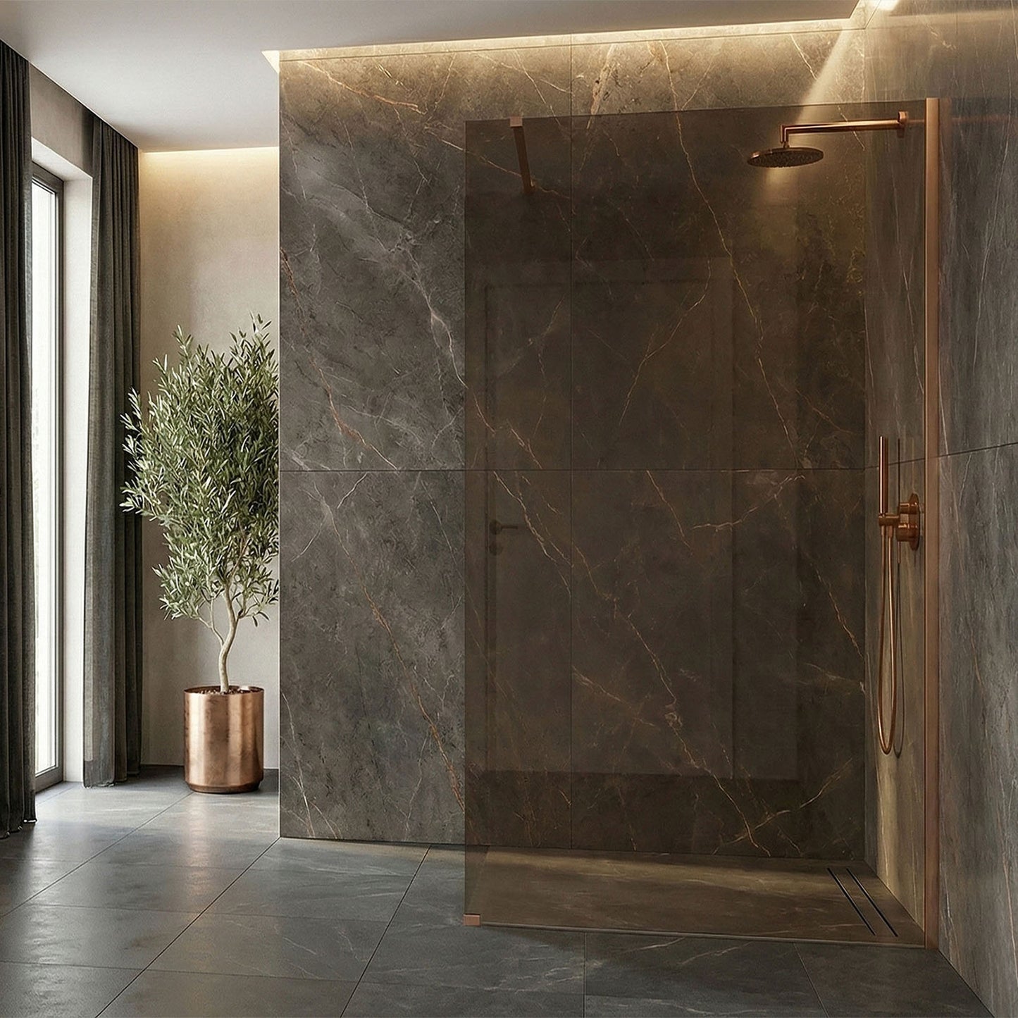 Duschwand Rea Flexi Brown / Brush Copper 130  2