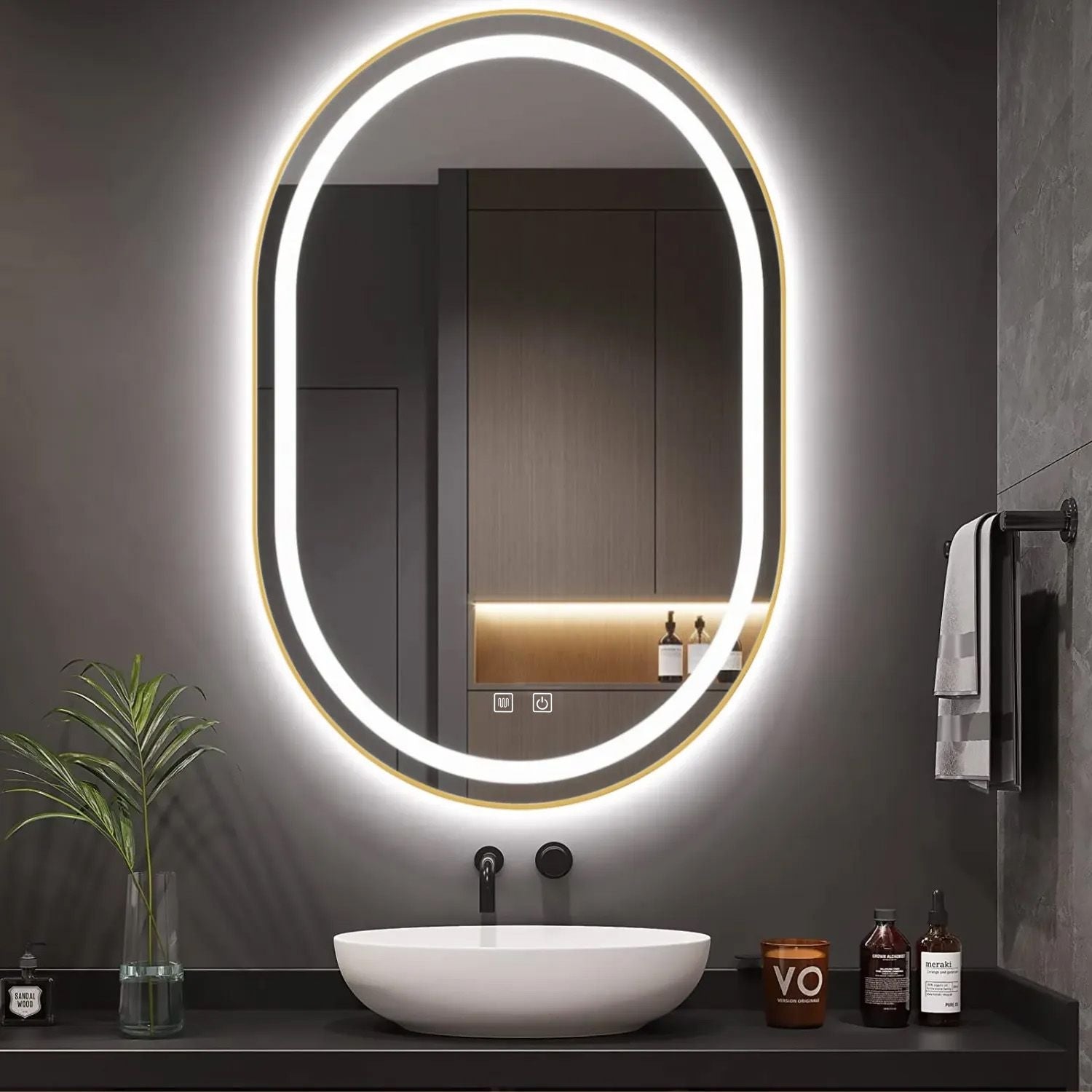 Spiegel LED OLL 60x90 cm Brush Gold  10