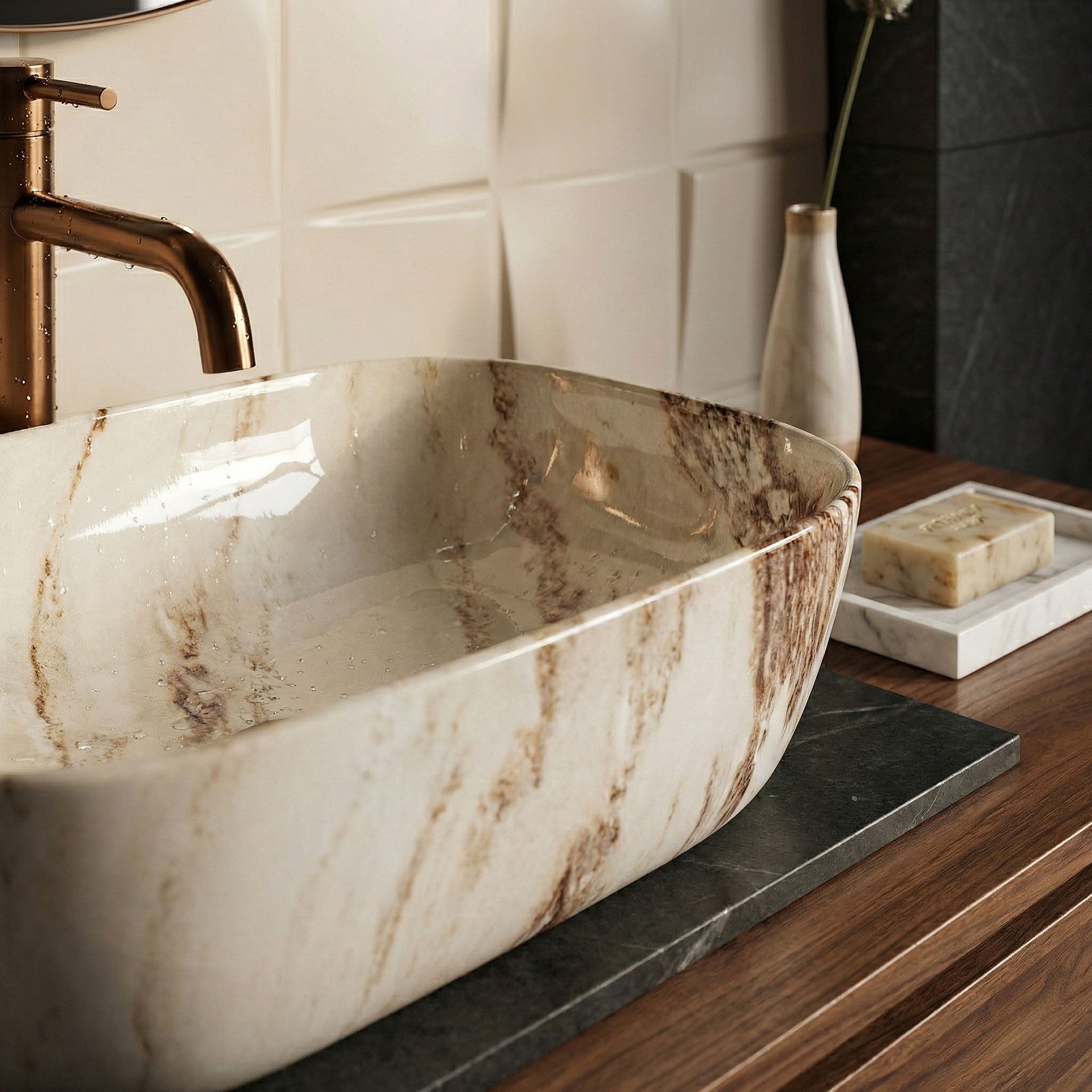 Aufsatzwaschbecken Rea Belinda Marrone Marrone Shiny  4