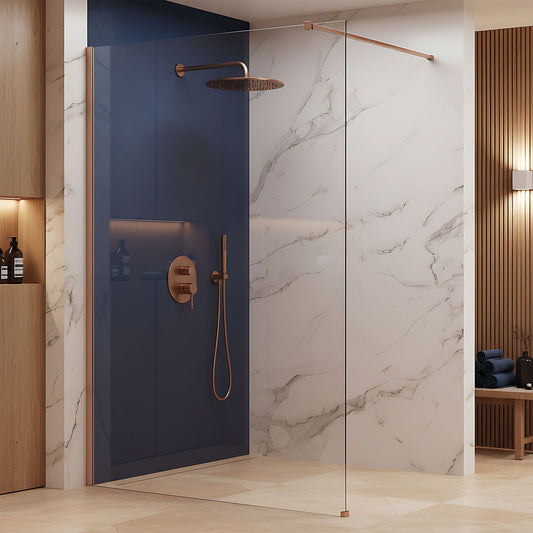 Duschwand Rea Flexi Transparent / Brush Copper 100  1