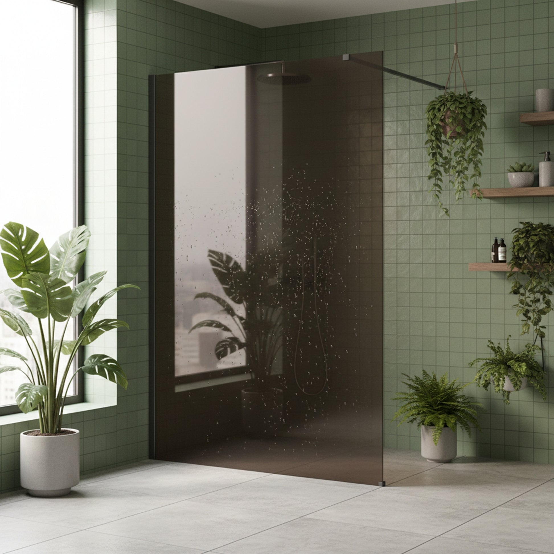 Duschwand Rea Flexi Brown / Titan 140  1