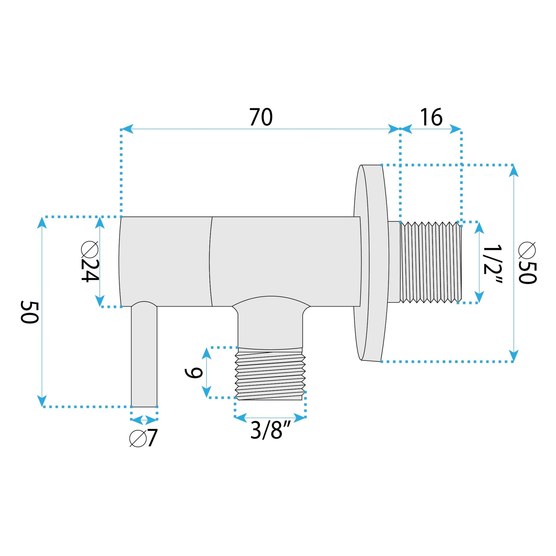 Eckventil 1/2" x 3/8" Chrome  7