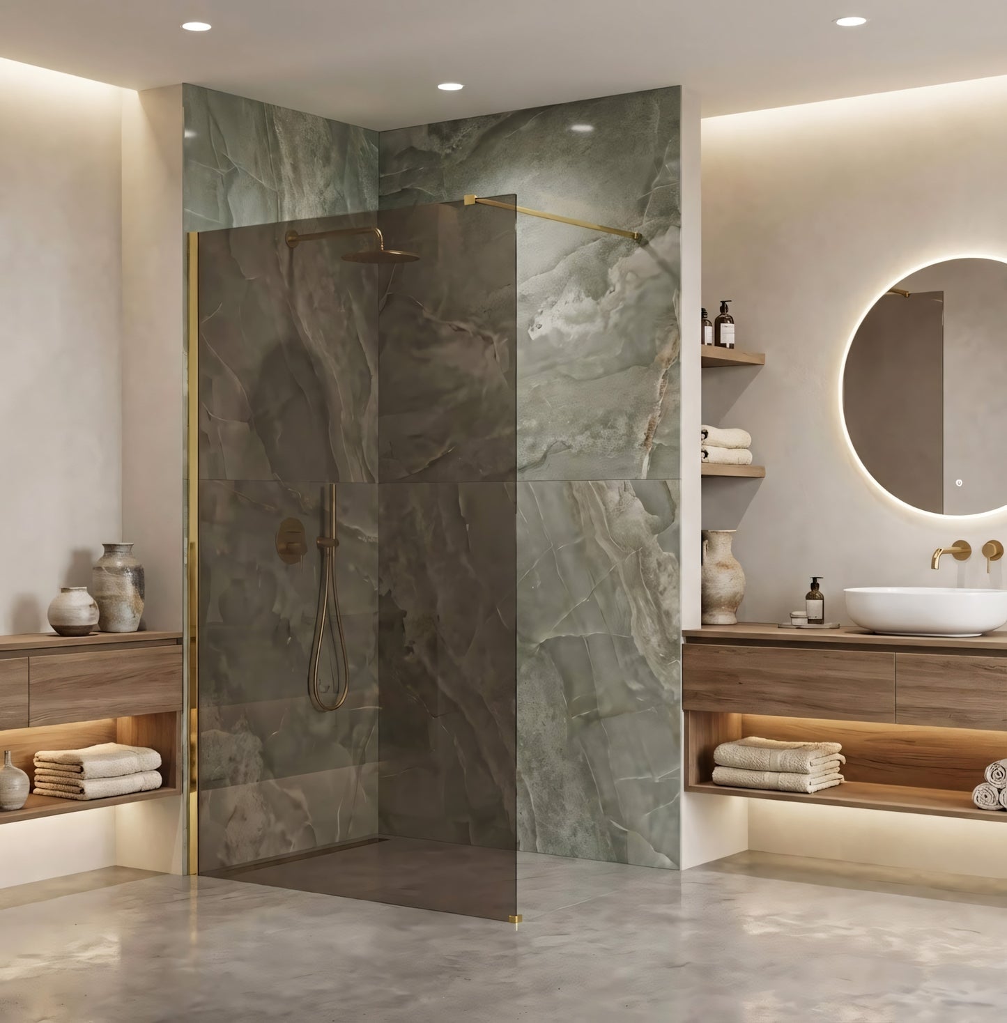 Duschwand Rea Flexi Brown / Gold 120  6