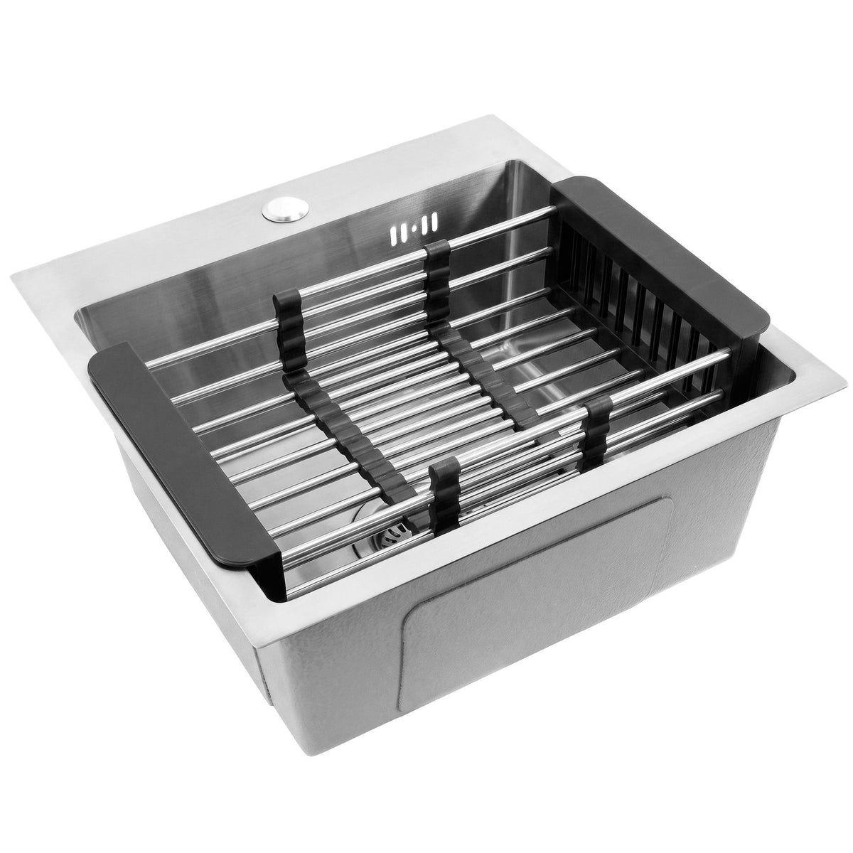 Stahlspüle Mit 3-teiligem Zubehörset REA Leo 40 Brush Nickel Graue Accessoires 1