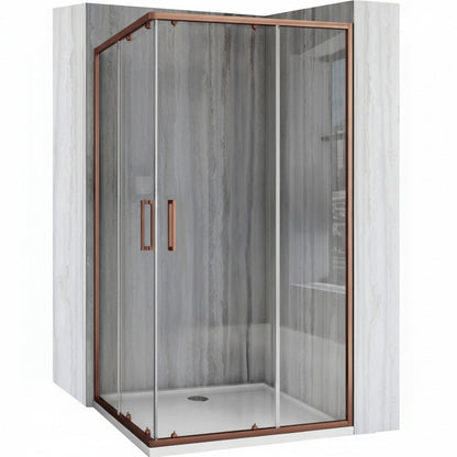 Duschkabine Rea City 80x100 Brush Copper mit Duschwanne Savoy 2
