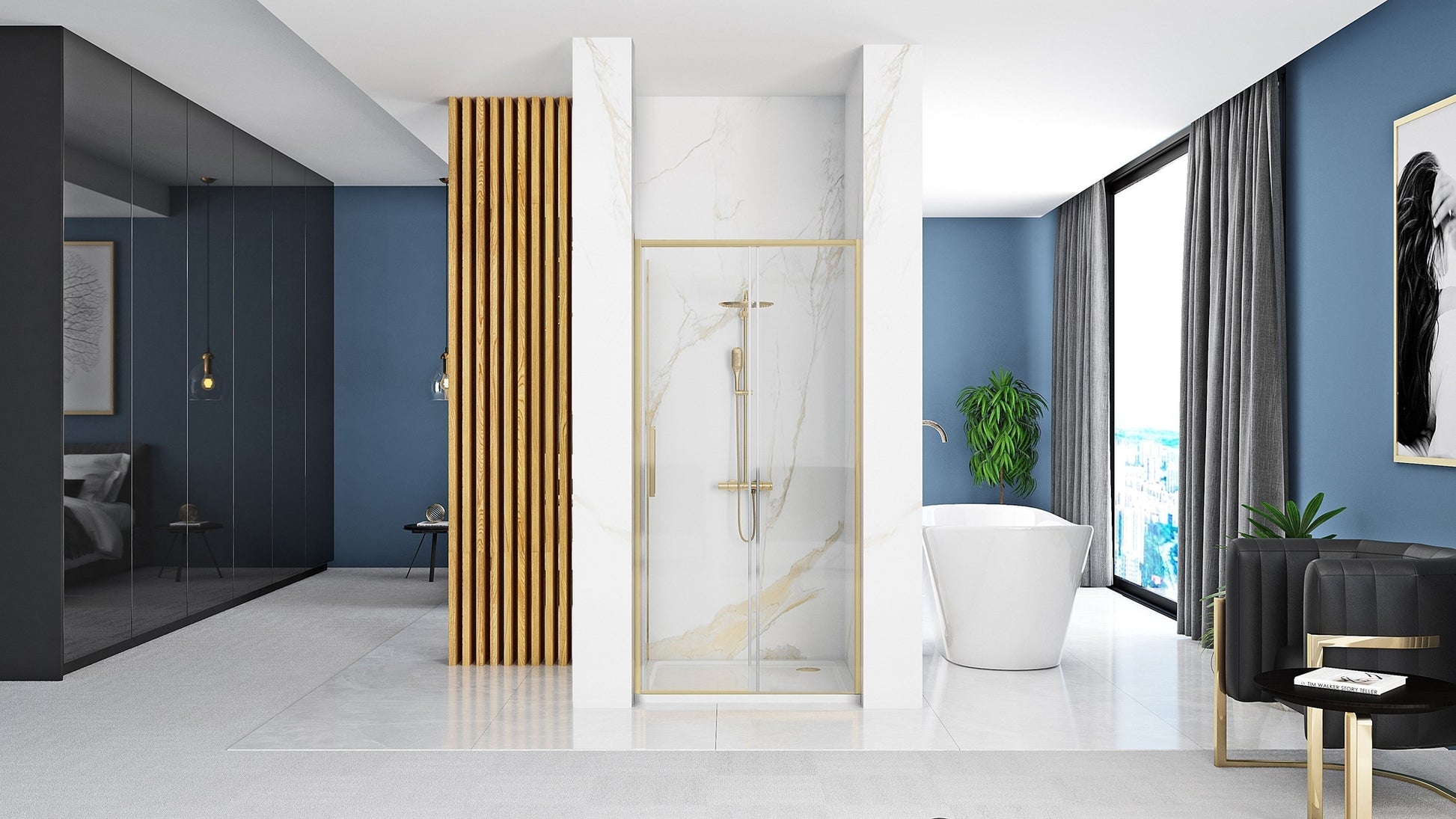 Duschtür Rea Rapid Slide 160 Gold Brush  3