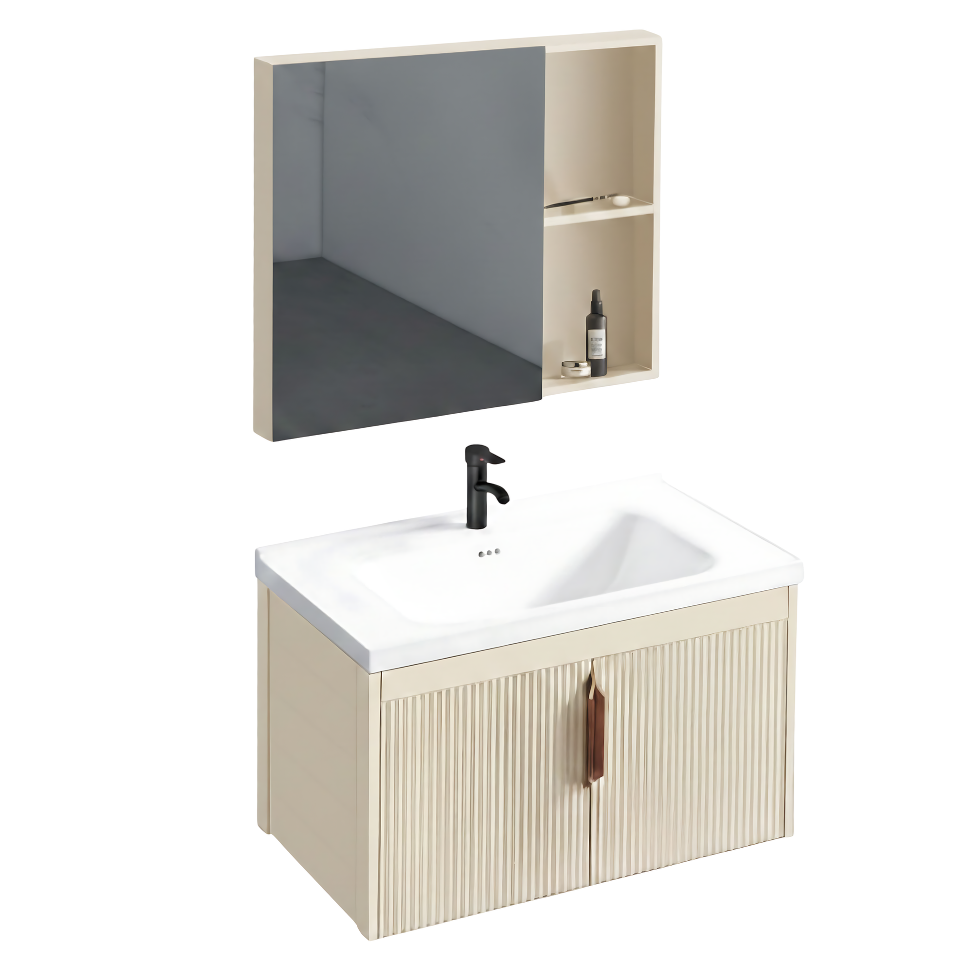 Badezimmermöbel-Set mit Waschbecken Astor 60 cm Beige  5