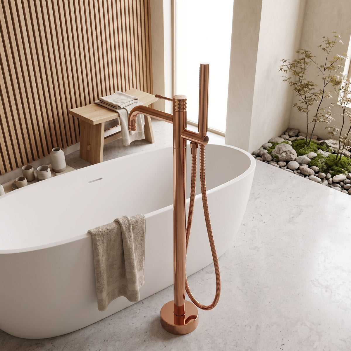 Freistehende Badewannenarmatur Rea Lungo Diamond Copper 2