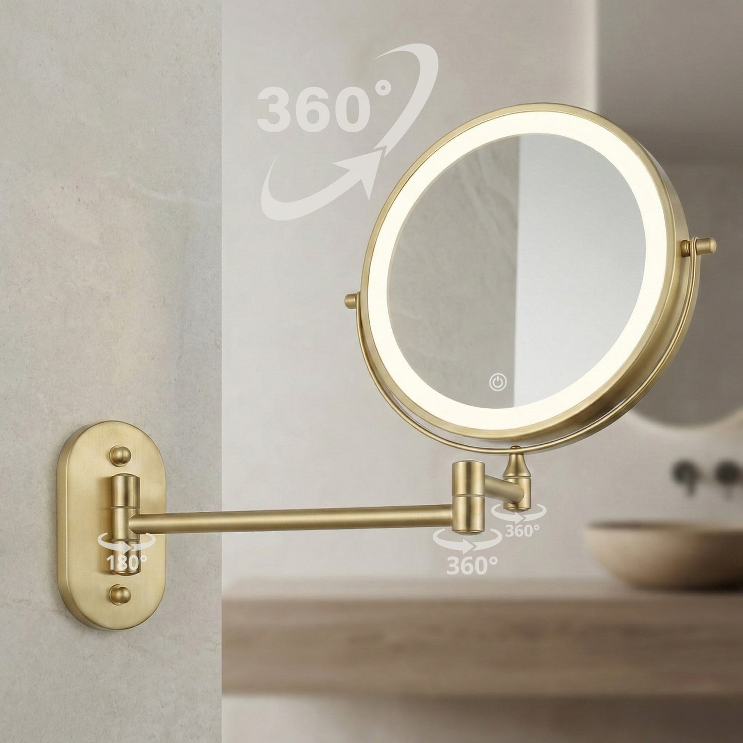 Spiegel LED Glow Brush Gold  4