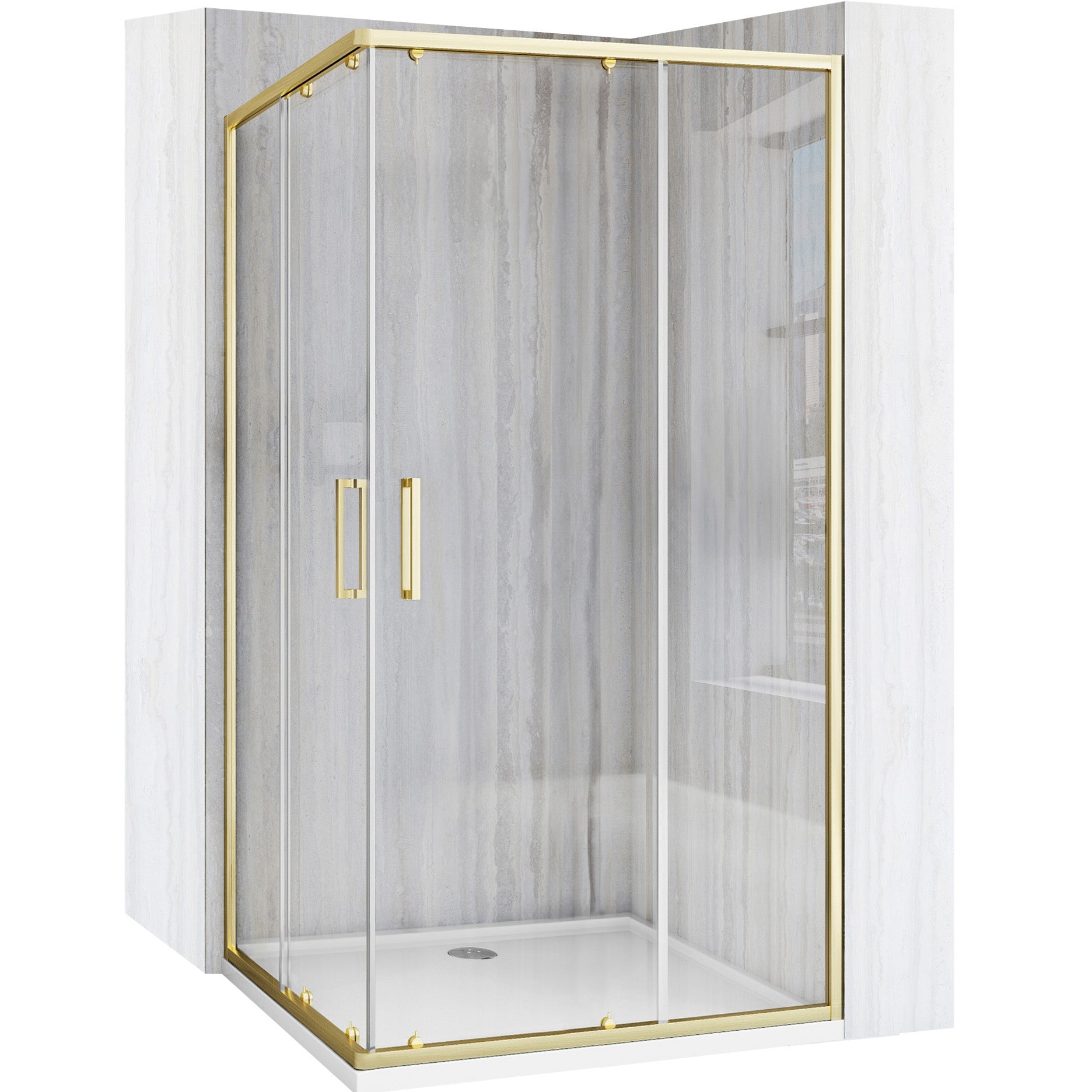Duschkabine Rea City 80 x 100 Brush Gold ohne Duschwanne 1