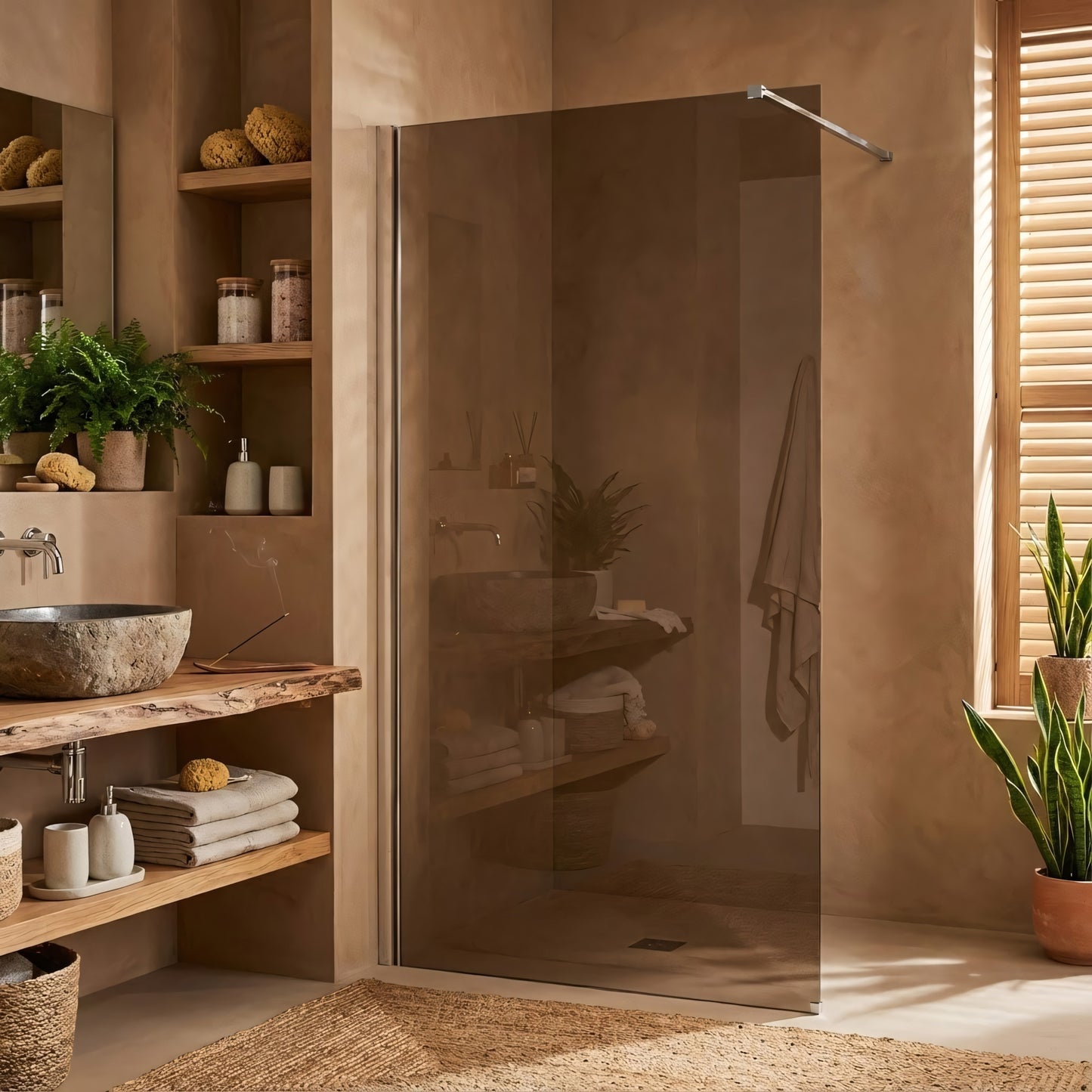 Duschwand Rea Flexi Brown / Chrome 130  8