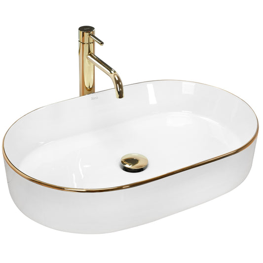 Aufsatzwaschbecken Rea Nadia white Gold edge  1