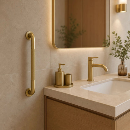 Gerader Haltegriff fürs Badezimmer Brush Gold  8