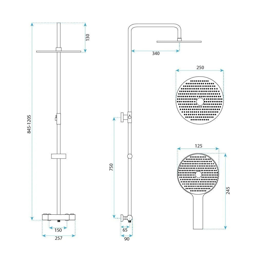 Duschset ohne Auslauf mit Thermostat Rea Lungo Black  8