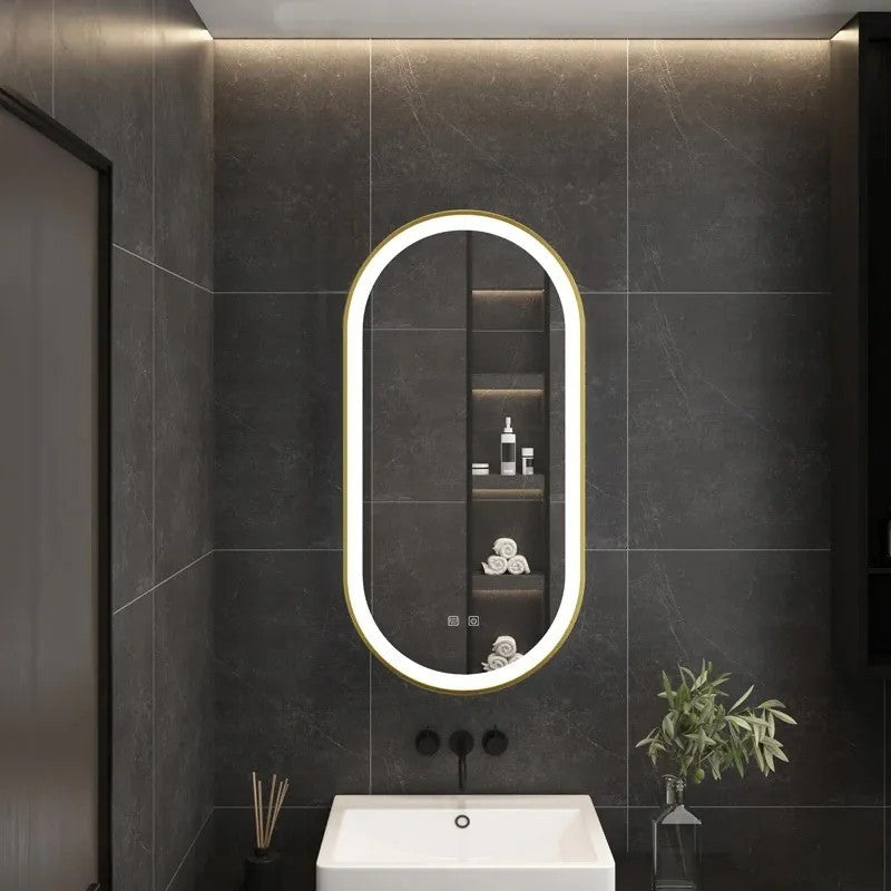 Spiegel LED OVL 50x100cm Brush Gold  8