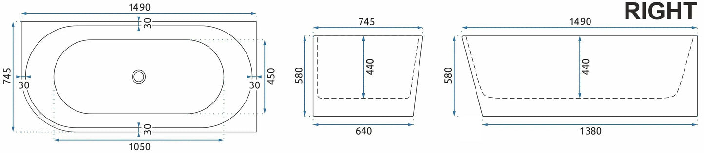 Acryl Eckbadewanne SYDNEY BELLANTO RIGHT 150cm Gebürstete Kupfer Stöpselabdeckung 8