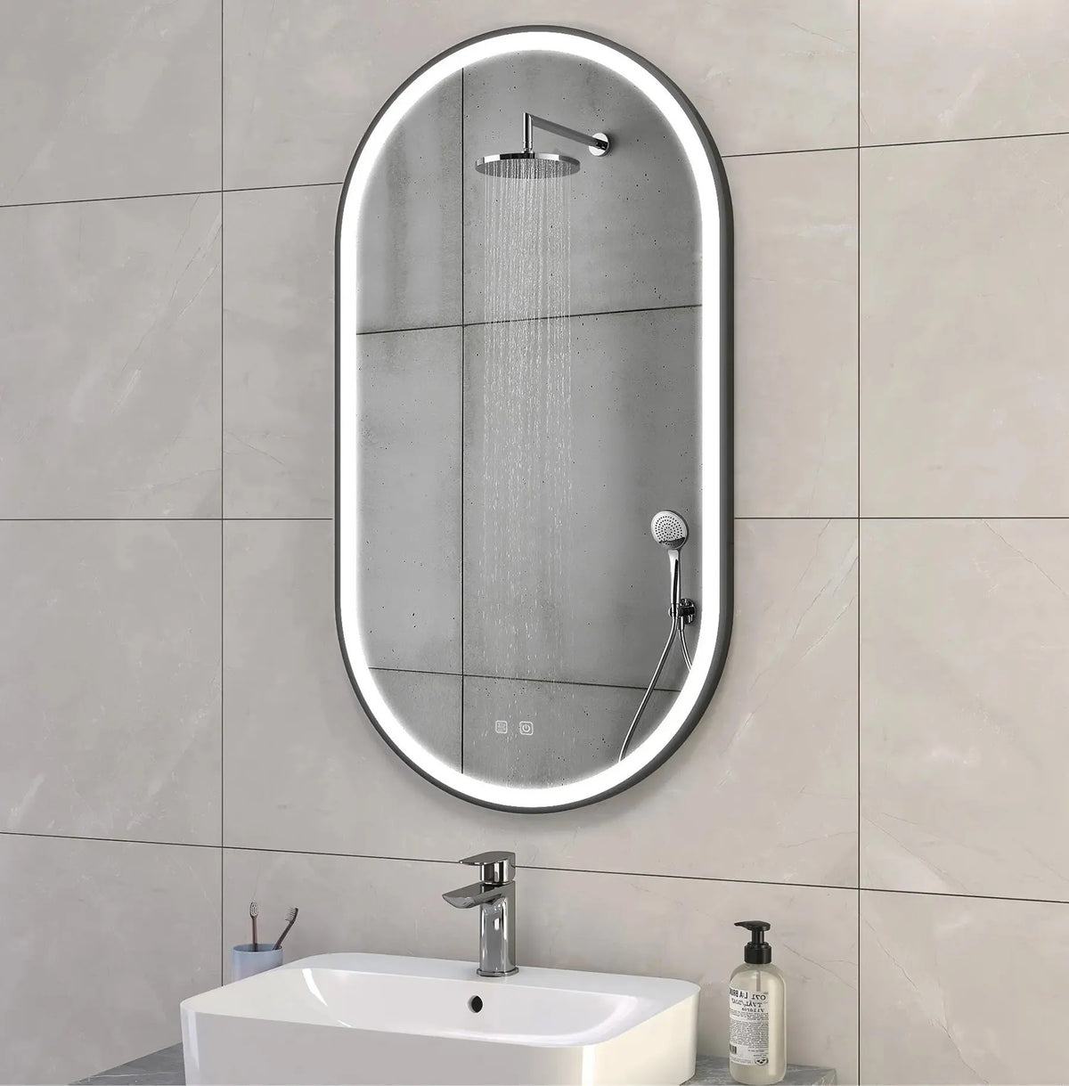 Spiegel LED OVL 50x100cm Black  8