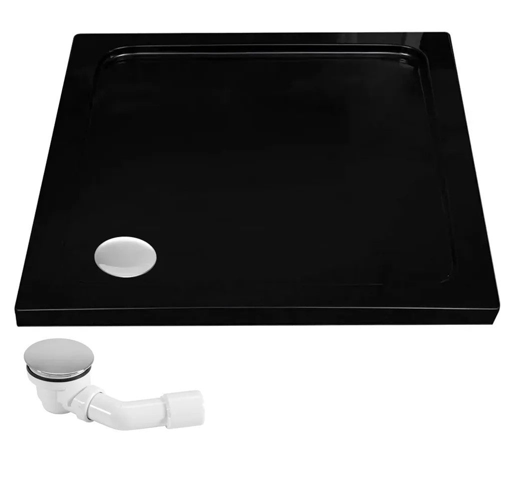 Acryl Duschwanne Rea Savoy black 80x80 Gebürstete Kupfer Abdeckung 8