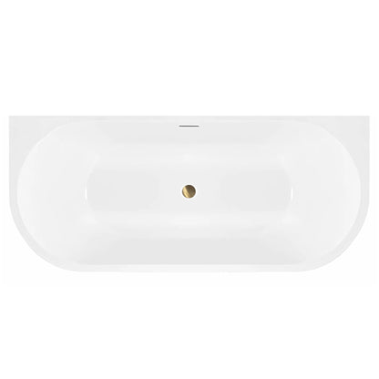Acryl Wandmontage Badewanne OLIMPIA 150 cm Gebürstete Gold Stöpselabdeckung 8