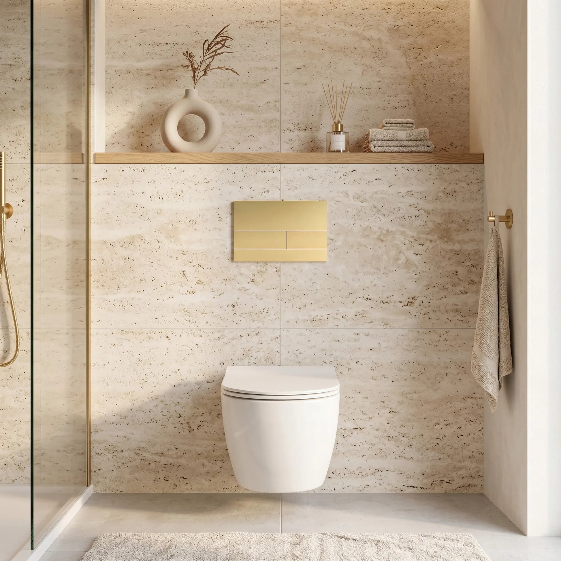 Unterputz-WC-Gestell Set Slim 024N Mit T Brush Gold Drückerplatte 8