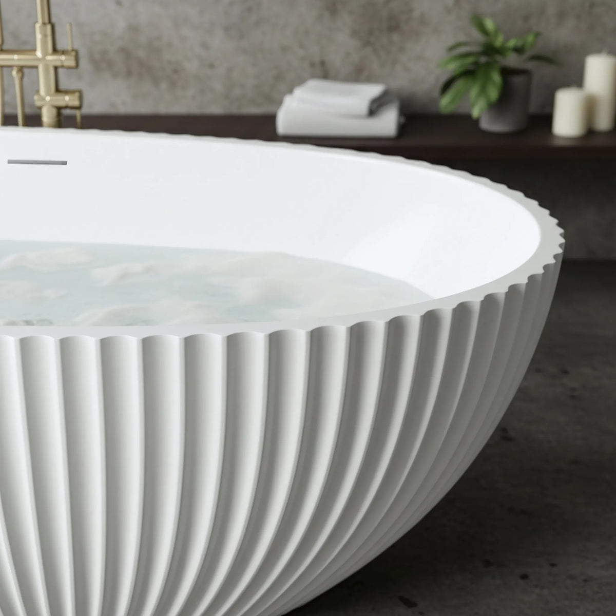 Freistehende Acrylbadewanne Carmen 170 Schwarze Stöpselabdeckung 8