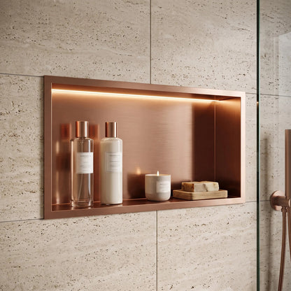 WANDEINBAU-BADEZIMMERREGAL LED 30x60 Brush Copper 8