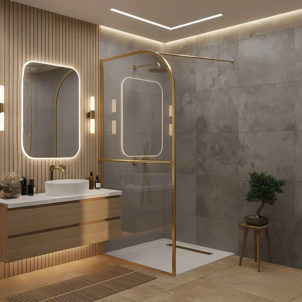 Duschwand Rea Sky Brush Gold 100 8