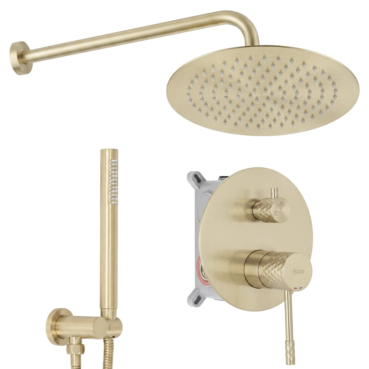Unterputz Duschset Rea Lungo Diamond Brush Gold + BOX 8