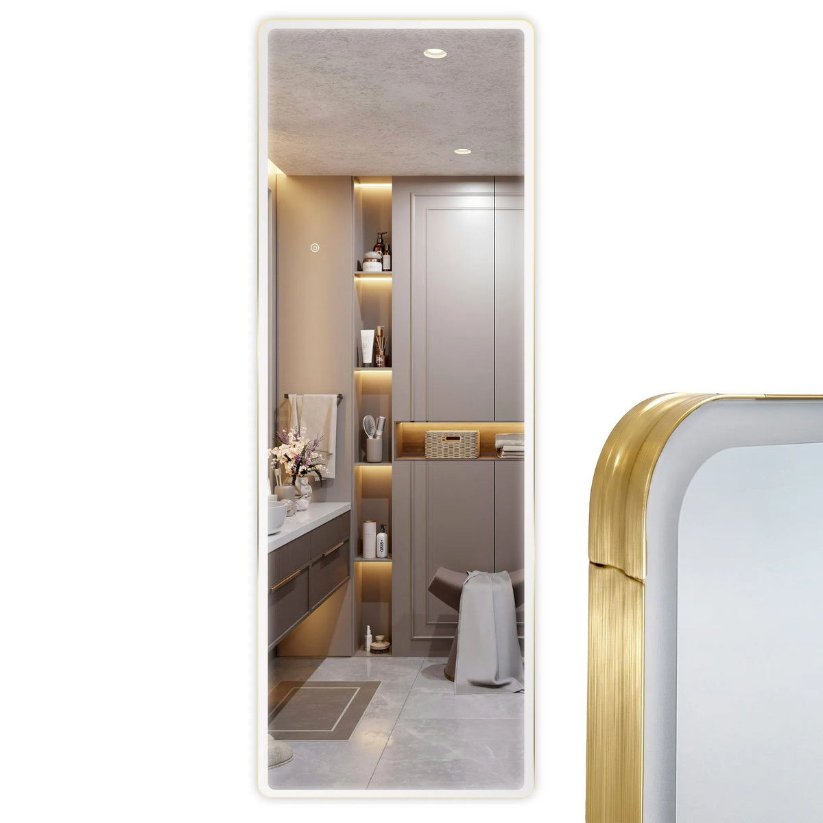 Spiegel LED Classico 60x170cm Brush Gold 8