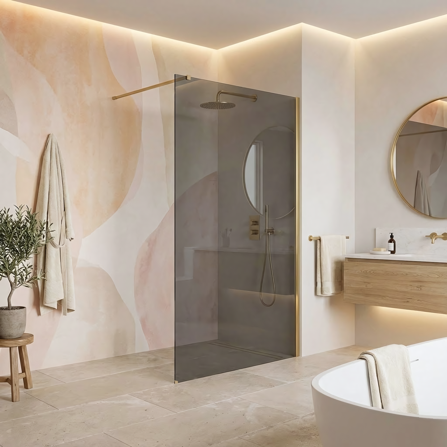 Duschwand Rea Flexi Grey / Brush Gold 90  5