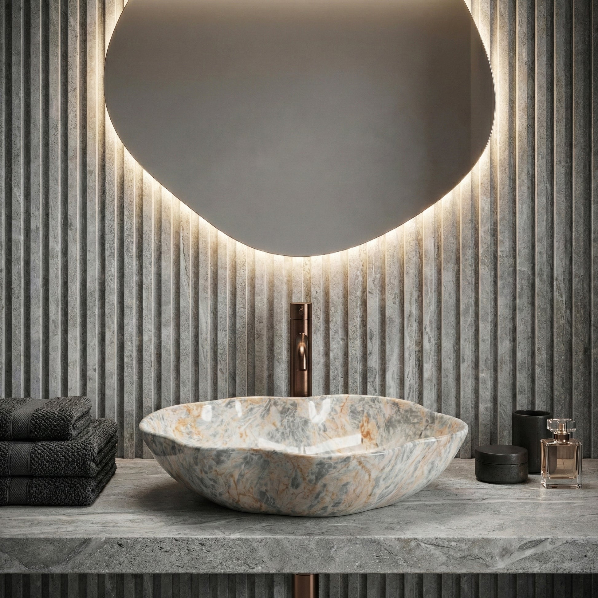 Aufsatzwaschbecken Rea Pearl Ruststone  4