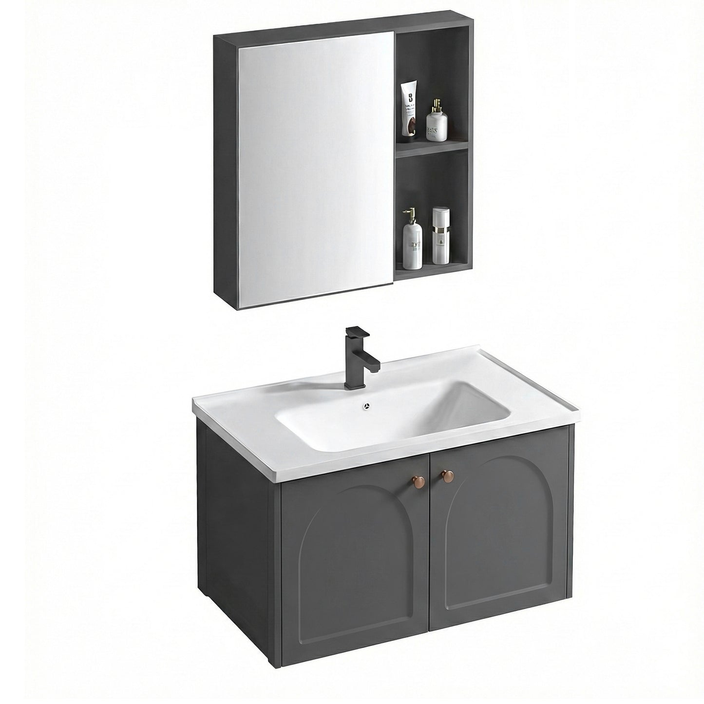 Badezimmermöbel-Set mit Waschbecken Denver 60cm Grey  5