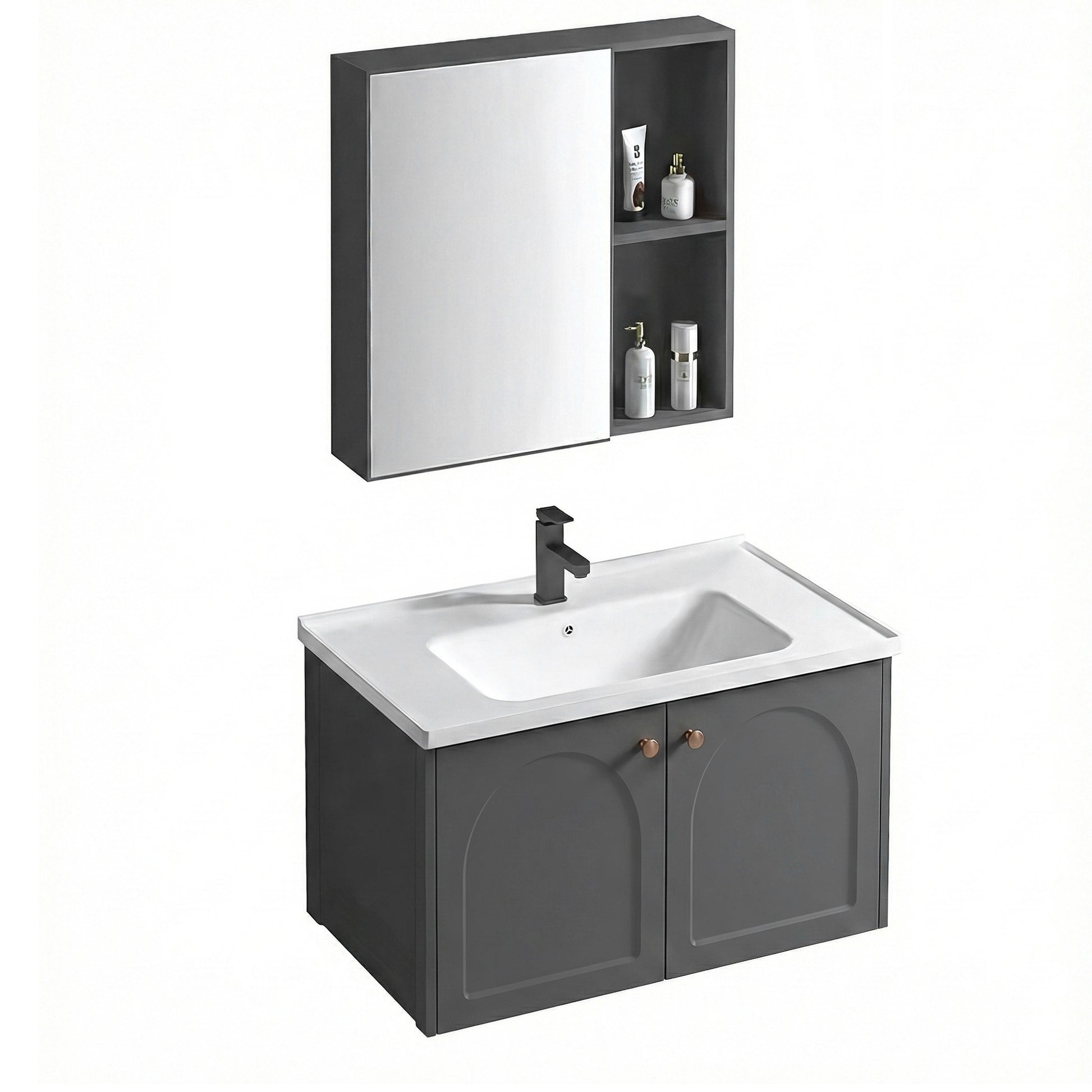 Badezimmermöbel-Set mit Waschbecken Denver 60cm Grey  5