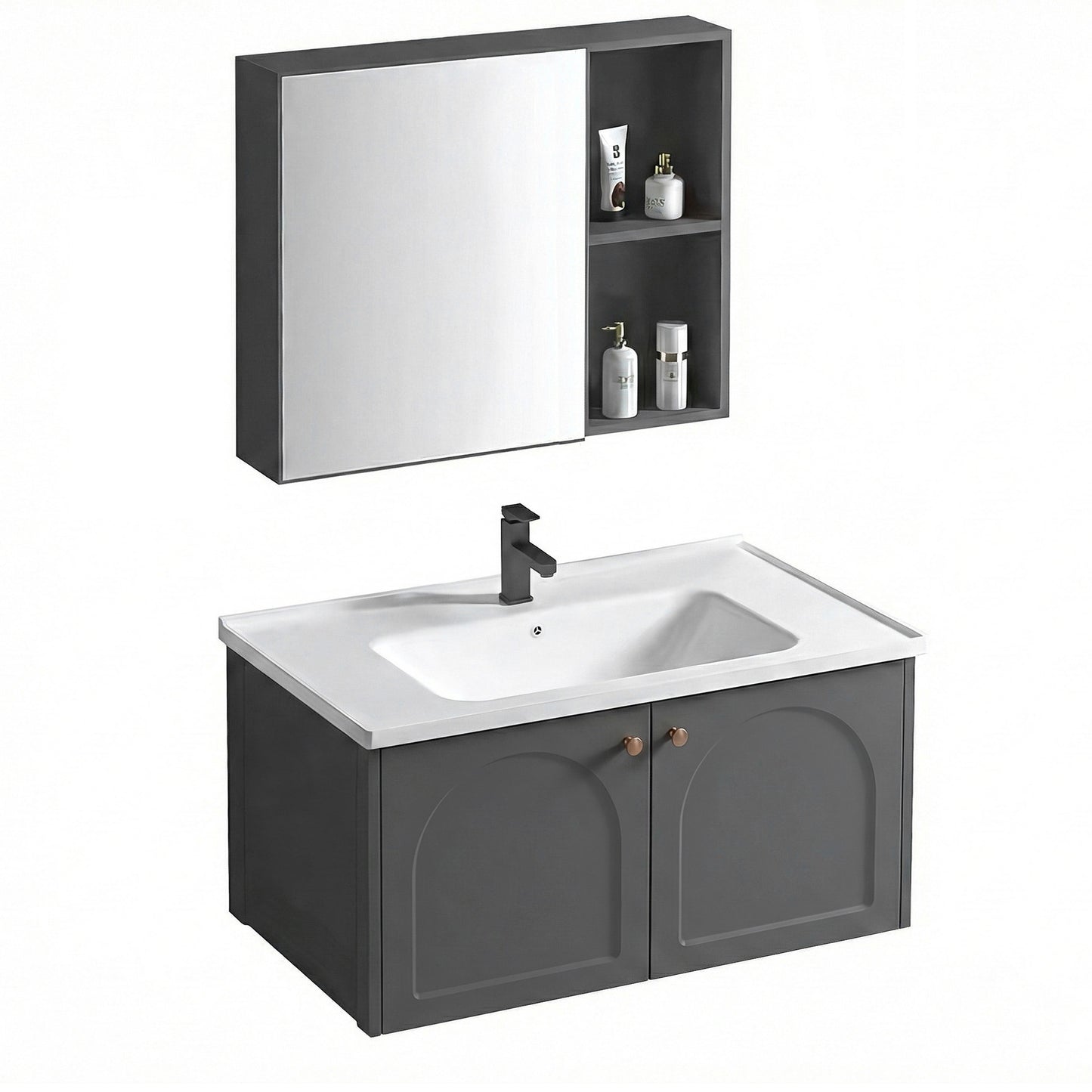 Badezimmermöbel-Set mit Waschbecken Denver 80cm Grey  6