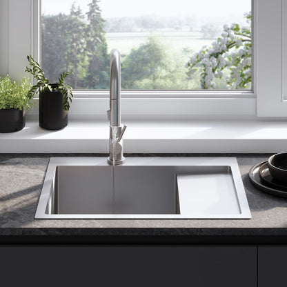 Edelstahlspüle Fin BRUSH NICKEL mit Küchenarmatur 4