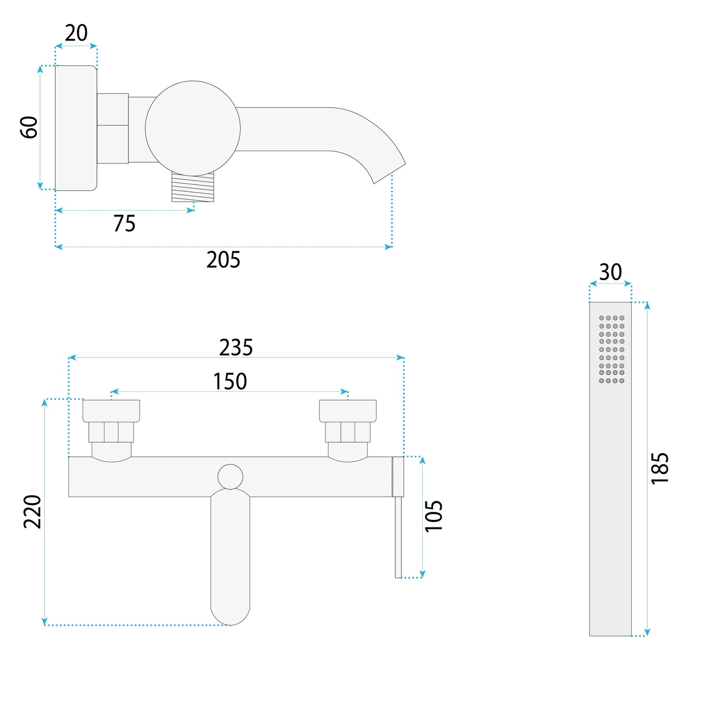 Wannenarmatur Rea Spot Nickel Brush  5